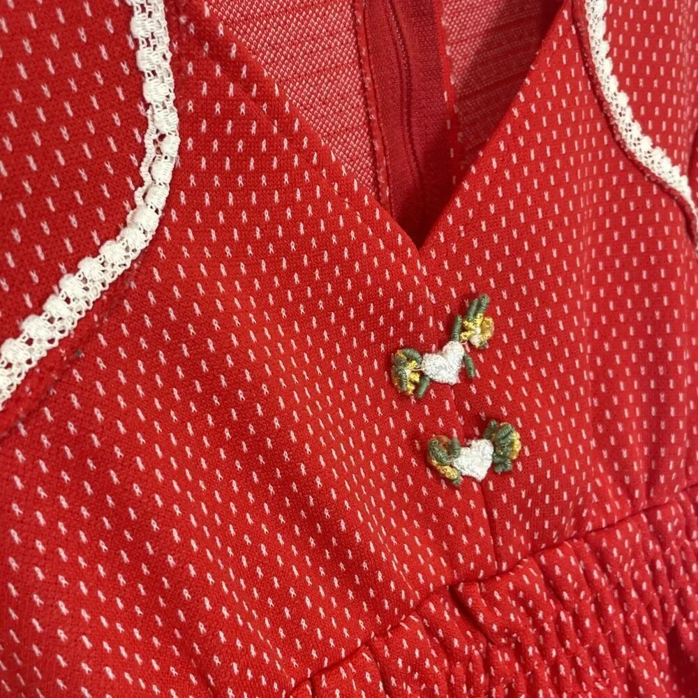 Vintage Sears And Roebuck Red Dress size 6  Size 10 Old School White Polk A Dot